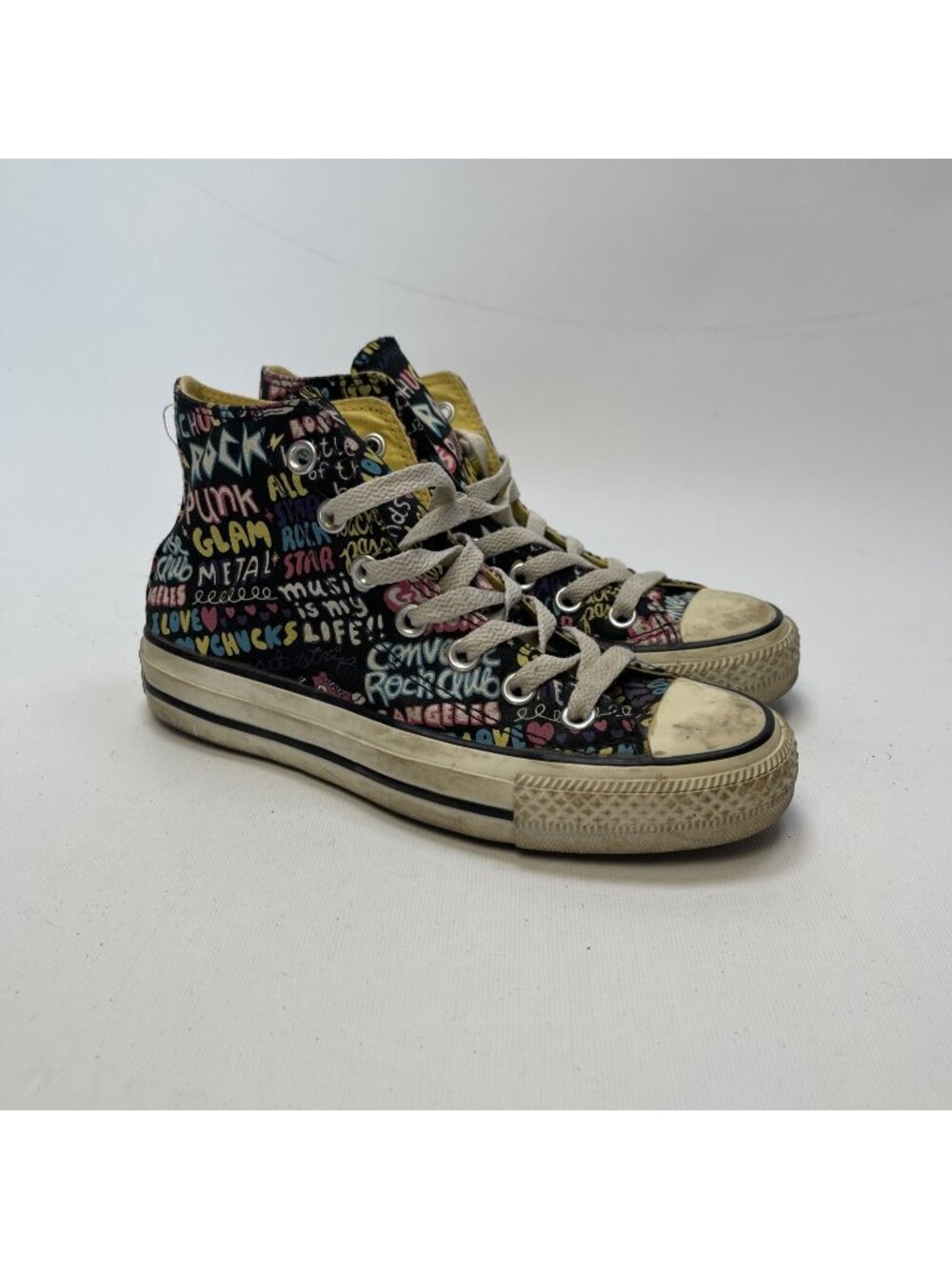 Y2K Converse Chuck Taylor All Star High-Top Wom 5.5 Shoes Music Graffiti Black